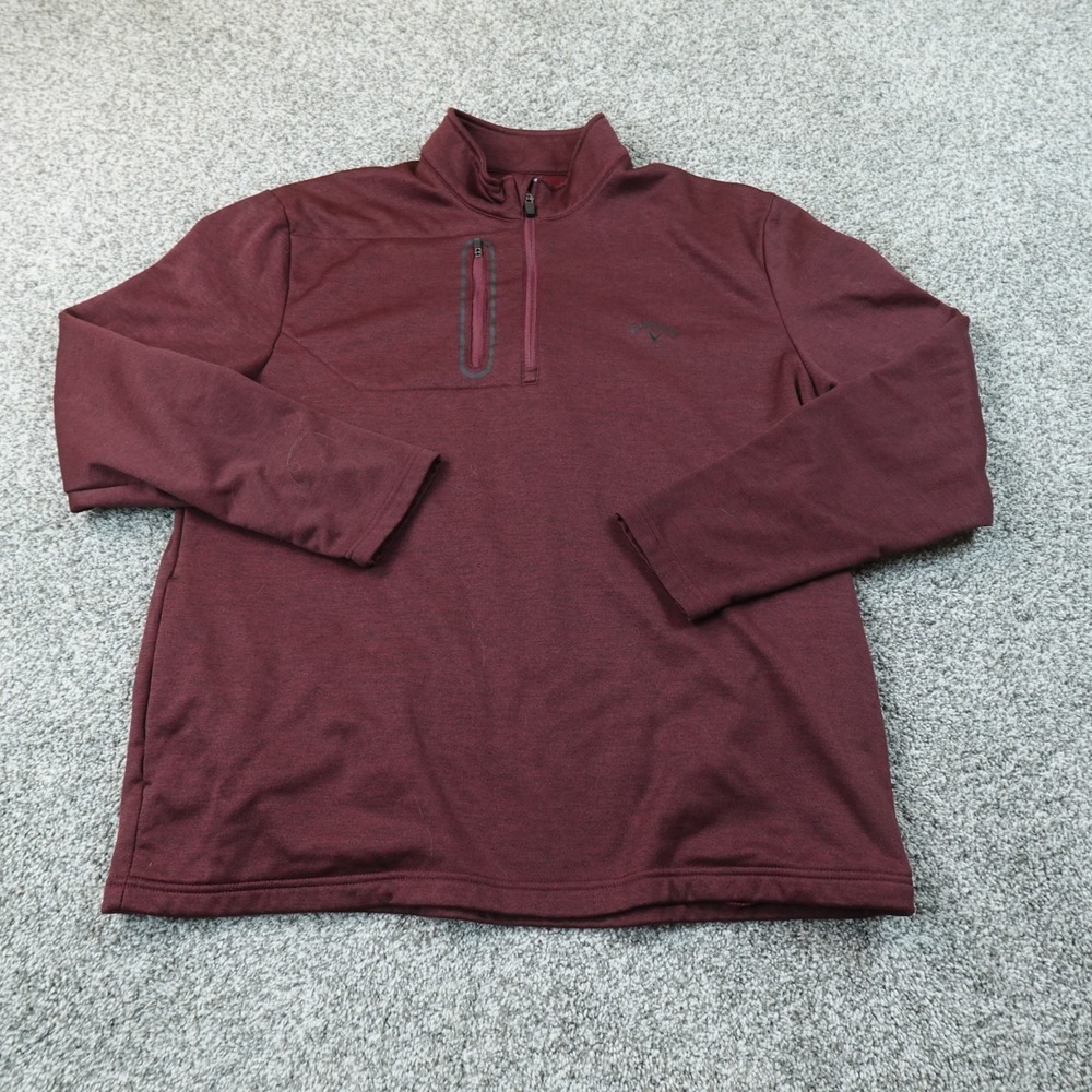 Callaway Sweatshirt Mens 2XL Red 1/4 Zip Mock Neck Pullover Golf Long Sleeve Top